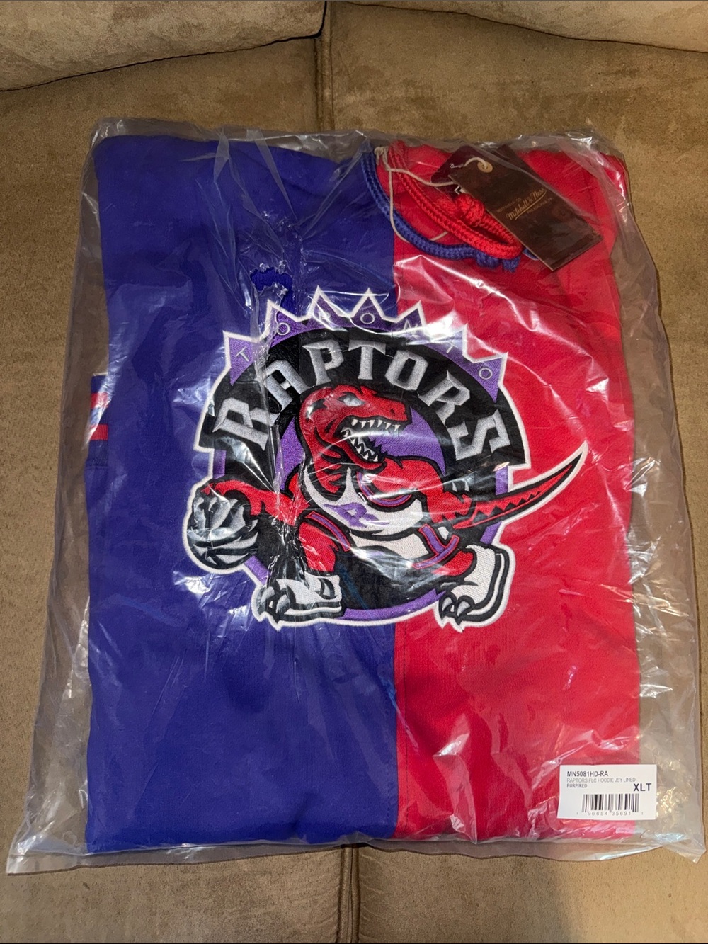 Mitchell & Ness Toronto Raptors Split-Color Hoodie - Purple & Red